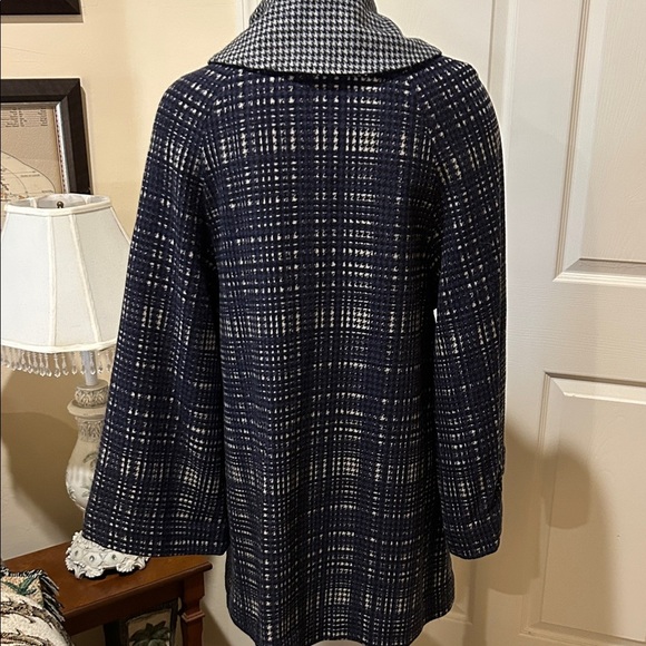 Sterling wear of Boston Elegant Navy Checkered Women's Wool coat. Medium. - Picture 5 of 15